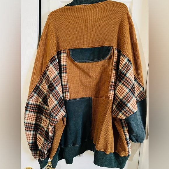 Olí & Hali XL BNWOT Plaid Patchwork Jacket with Green   and Orange Accents - Picture 10 of 13